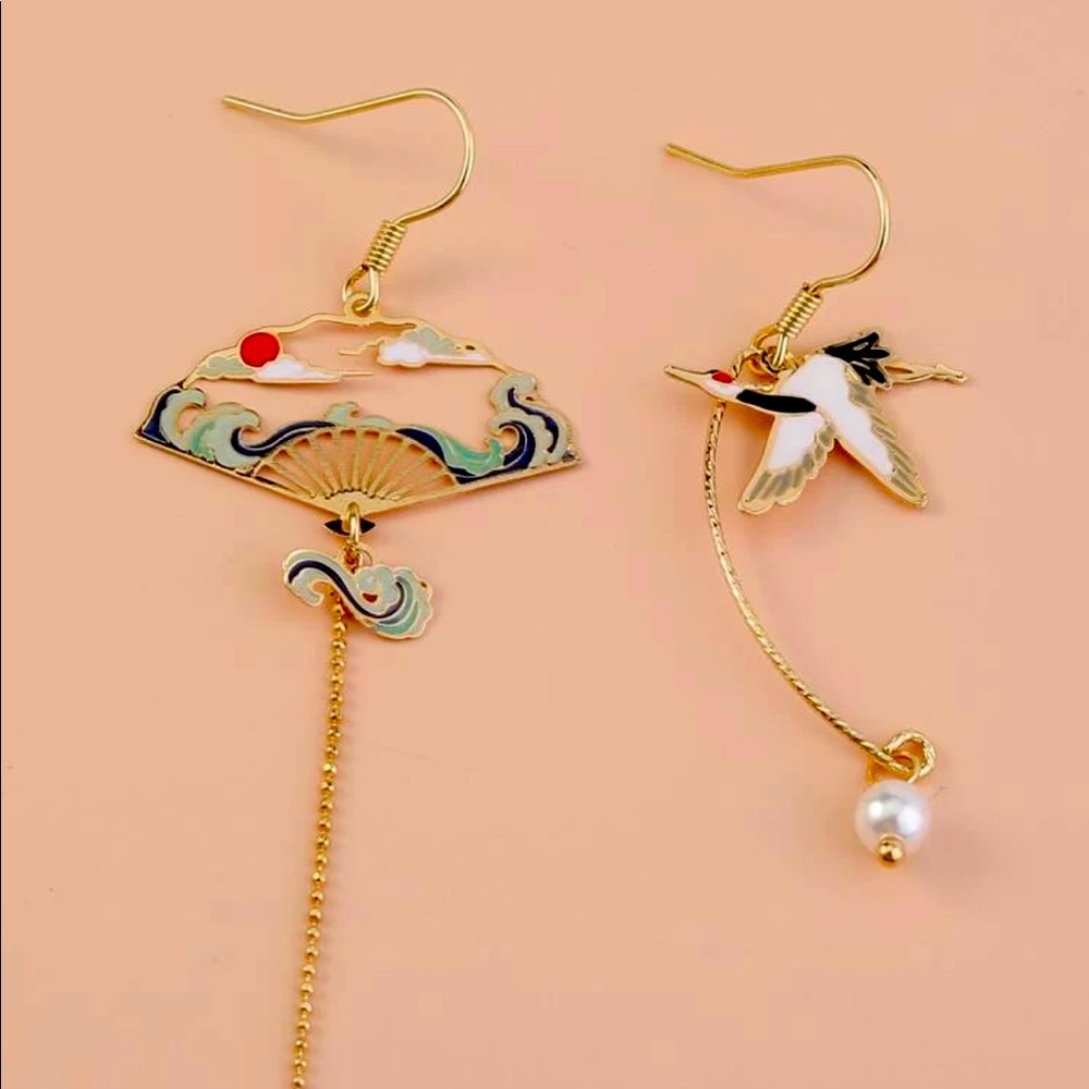 Super Cute Faux Pearl Bird Charm Earrings